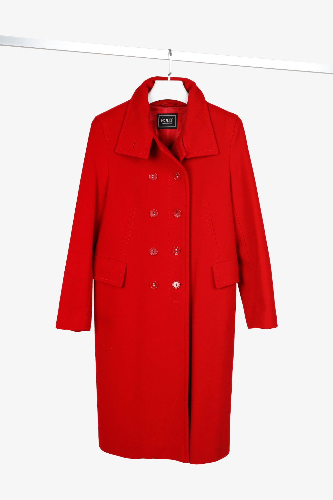 Hobbs Red Wool & Cashmere Blend Double-Breasted Coat