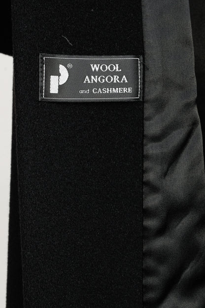 Holt Renfrew Black Wool Fur-Collar Belted Maxi Coat