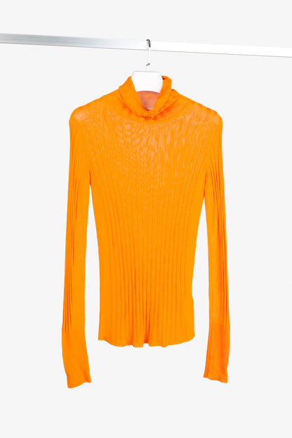 Hope Shape Orange Ribbed Turtleneck Sweater