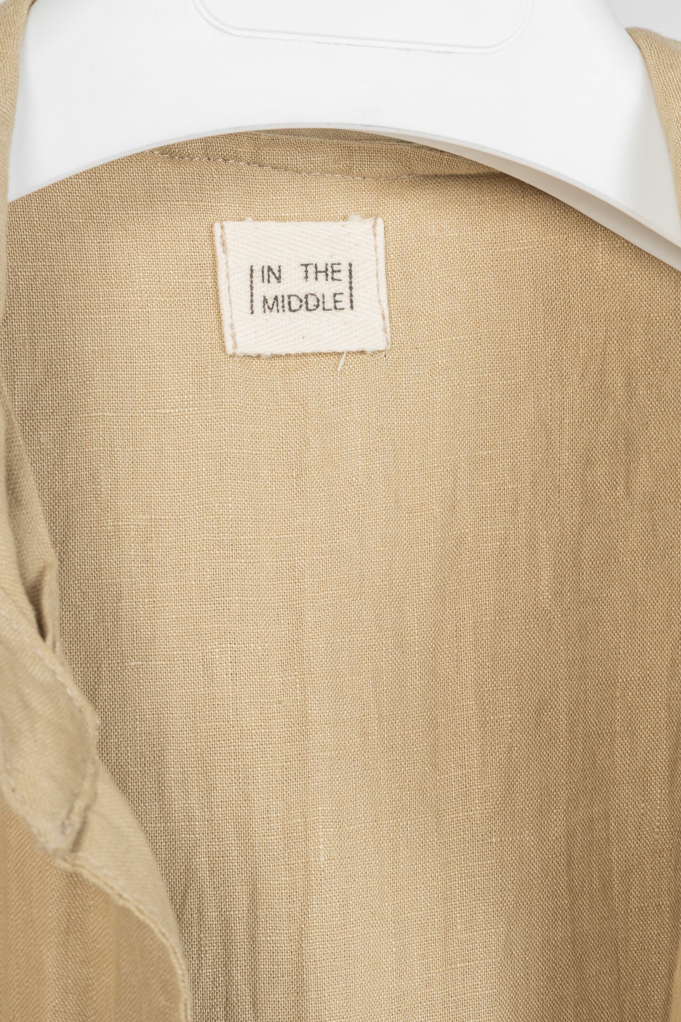 IN THE MIDDLE Ibiza Tan Linen Open-Front Hoodie Vest