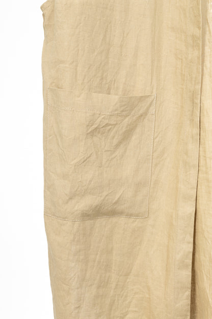 IN THE MIDDLE Ibiza Tan Linen Open-Front Hoodie Vest