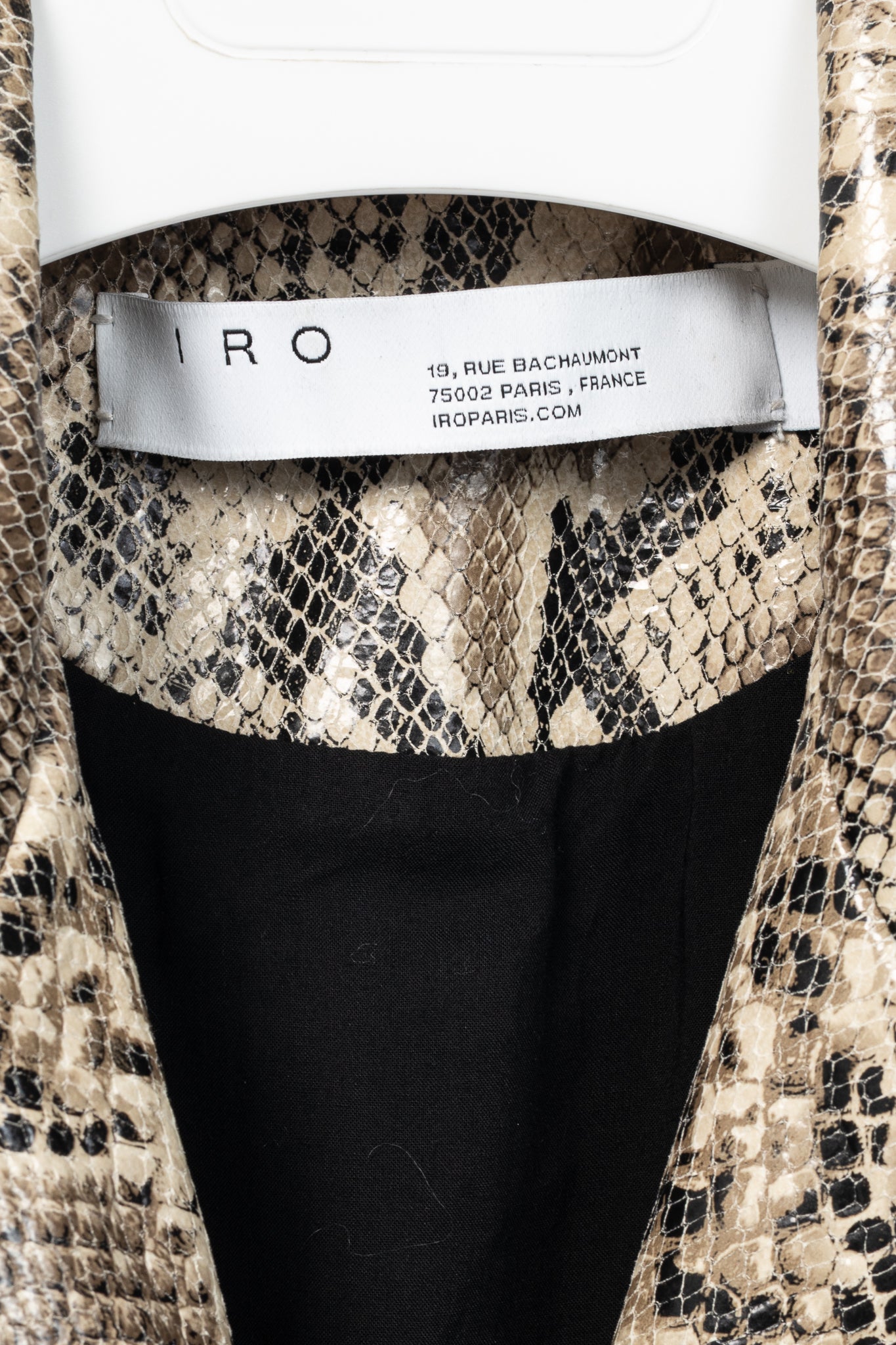 IRO Luiga Beige Snake-Effect Lamb-Leather Moto Jacket