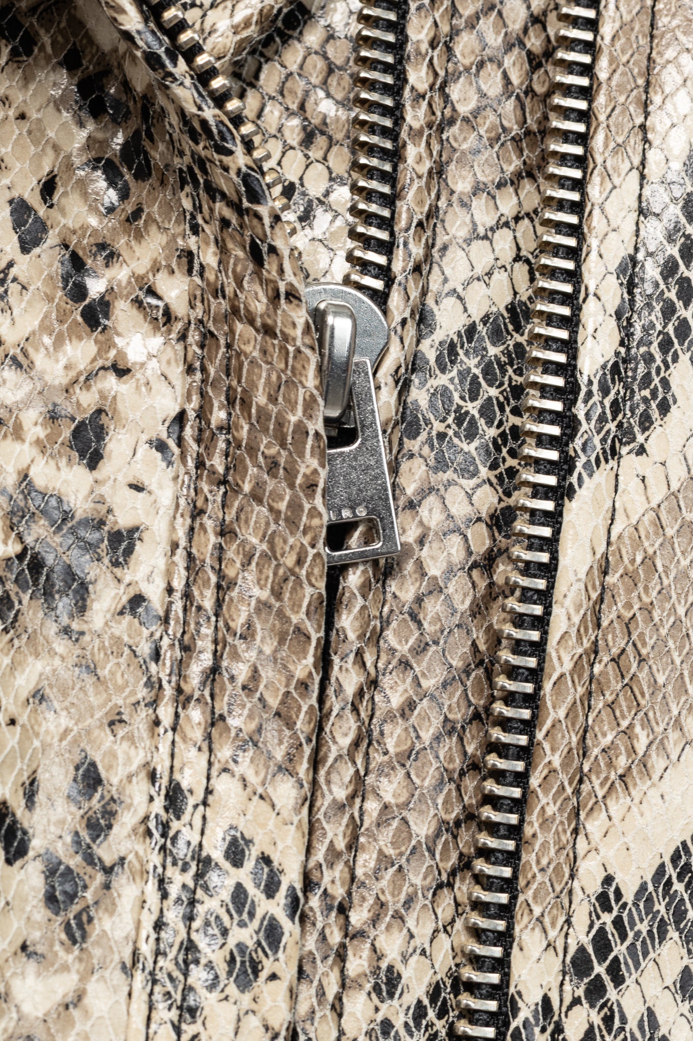 IRO Luiga Beige Snake-Effect Lamb-Leather Moto Jacket