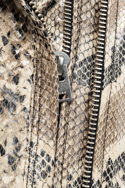 IRO Luiga Beige Snake-Effect Lamb-Leather Moto Jacket