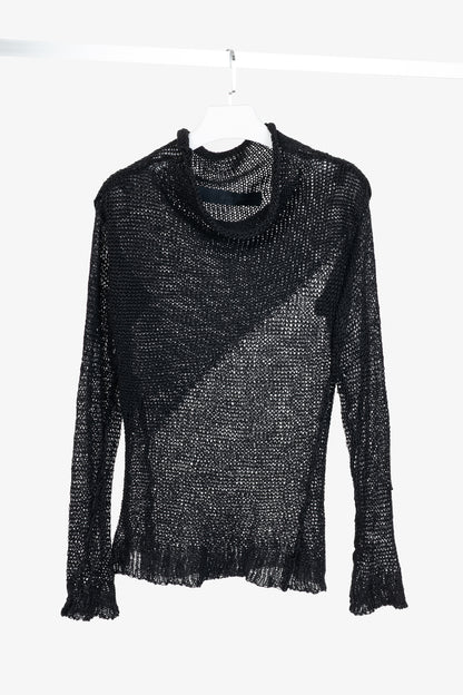 Isabel Benenato SS12 Black Linen Cowl Sweater