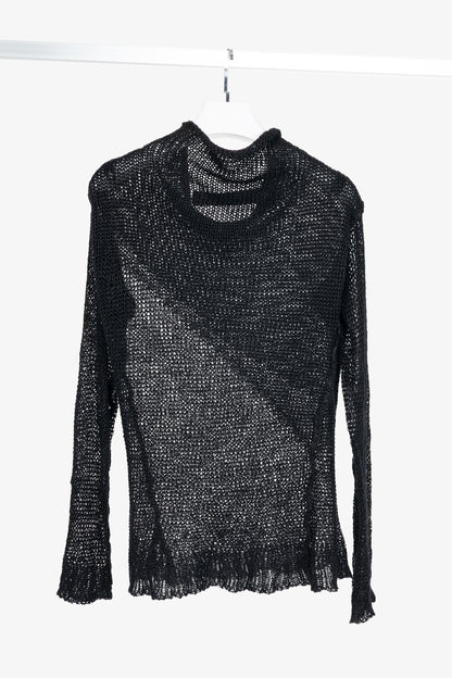 Isabel Benenato SS12 Black Linen Cowl Sweater