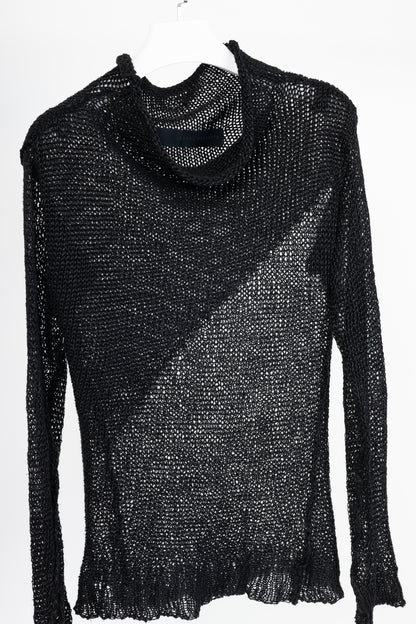 Isabel Benenato SS12 Black Linen Cowl Sweater