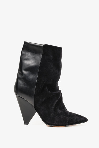 Isabel Marant Luliana Black Leather Suede Sculpture Heel Boots