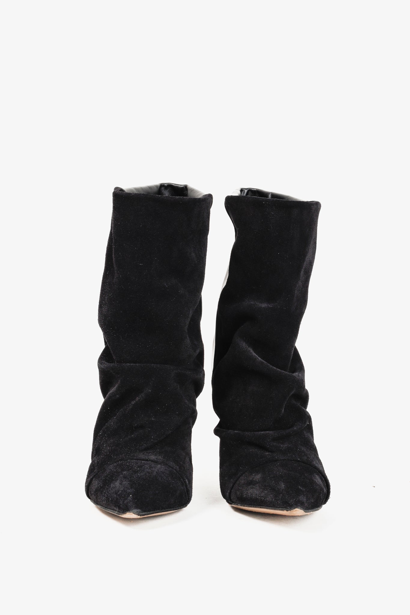 Isabel Marant Luliana Black Leather Suede Sculpture Heel Boots