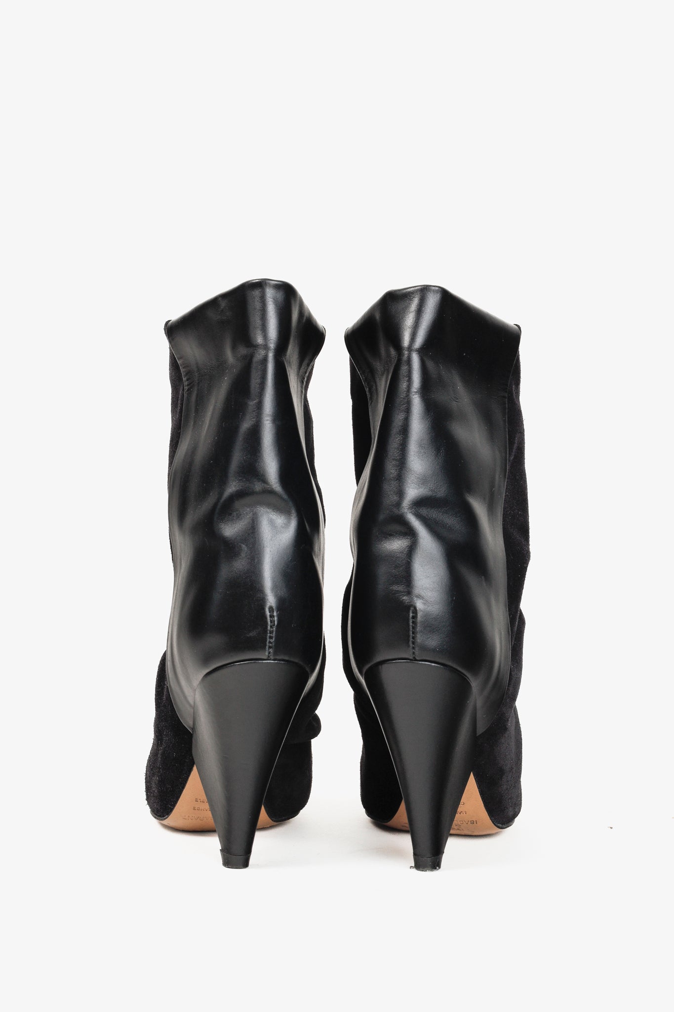 Isabel Marant Luliana Black Leather Suede Sculpture Heel Boots