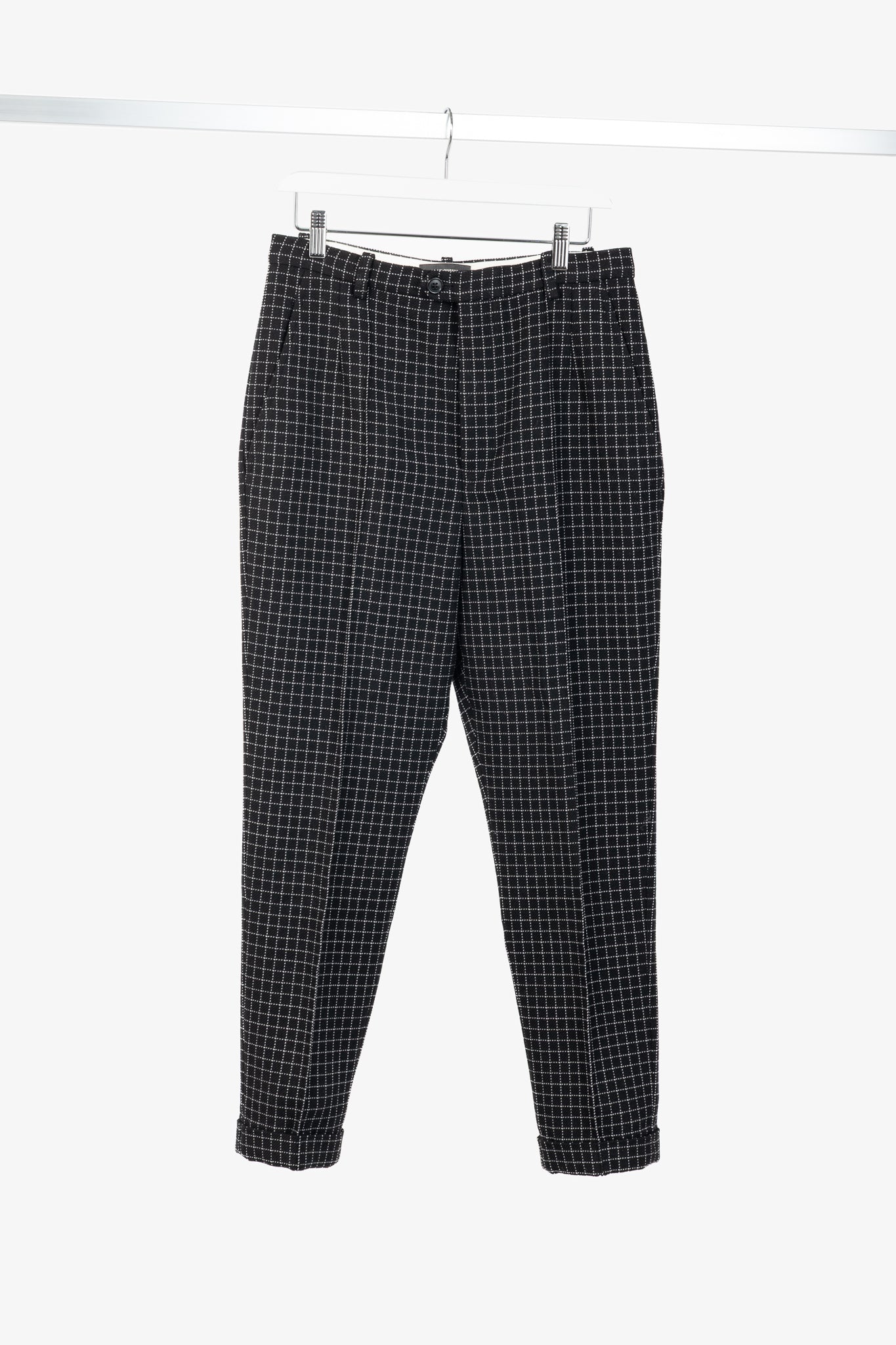 Isabel Marant Lola Black Checked Wool Cropped Trousers