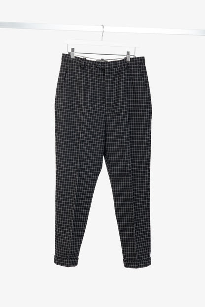 Isabel Marant Lola Black Checked Wool Cropped Trousers