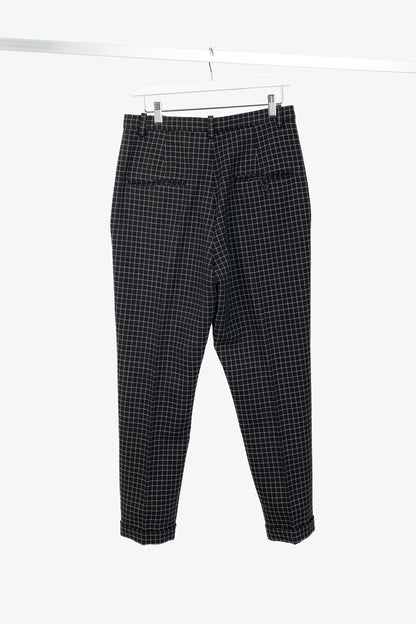 Isabel Marant Lola Black Checked Wool Cropped Trousers