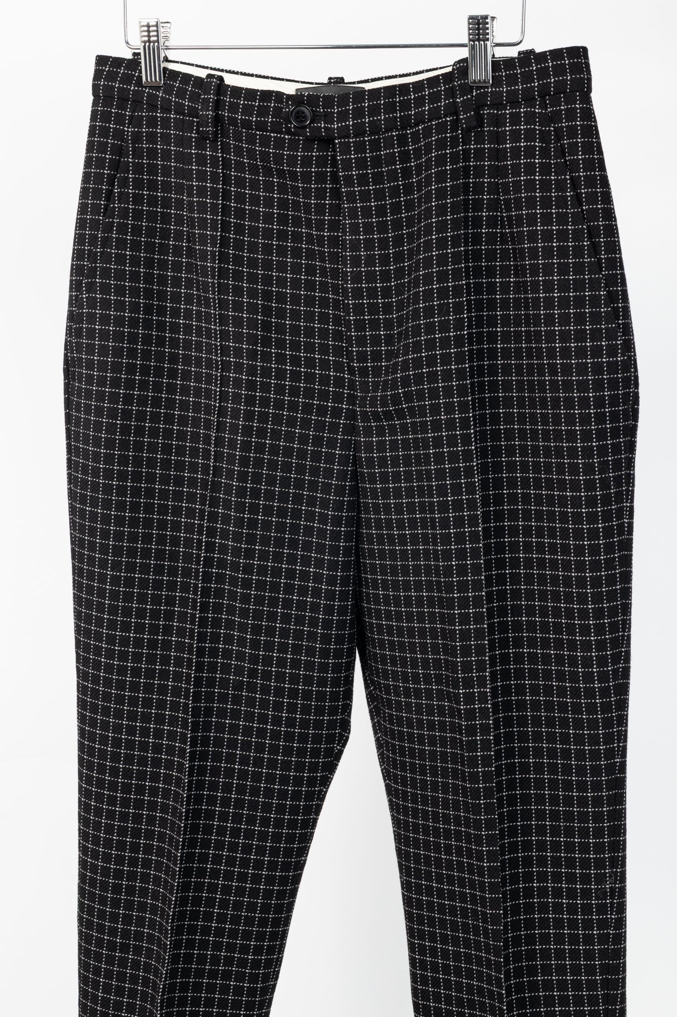 Isabel Marant Lola Black Checked Wool Cropped Trousers