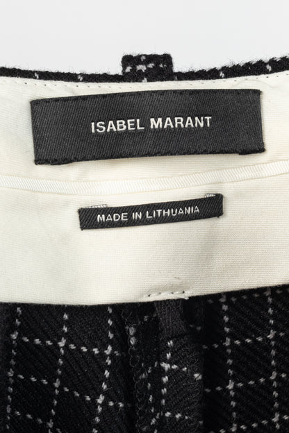Isabel Marant Lola Black Checked Wool Cropped Trousers