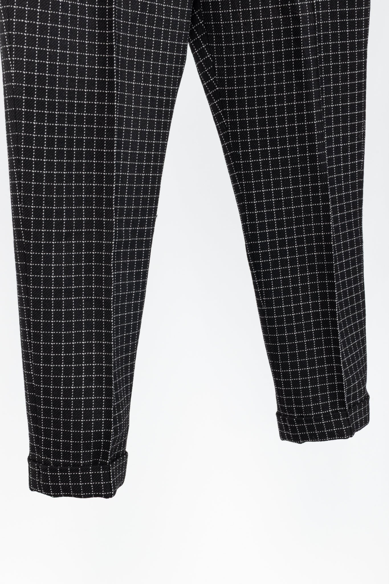 Isabel Marant Lola Black Checked Wool Cropped Trousers