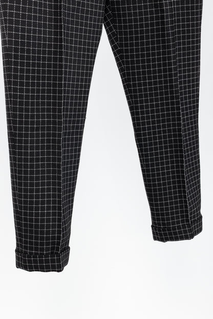 Isabel Marant Lola Black Checked Wool Cropped Trousers