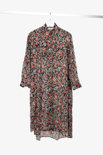Isabel Marant Etoile Eliane Black Dotted-Floral Cotton Voile Dress