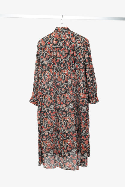 Isabel Marant Etoile Eliane Black Dotted-Floral Cotton Voile Dress