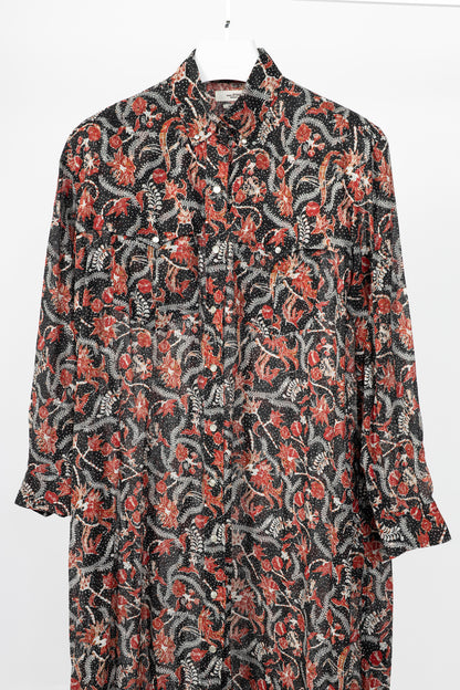 Isabel Marant Etoile Eliane Black Dotted-Floral Cotton Voile Dress