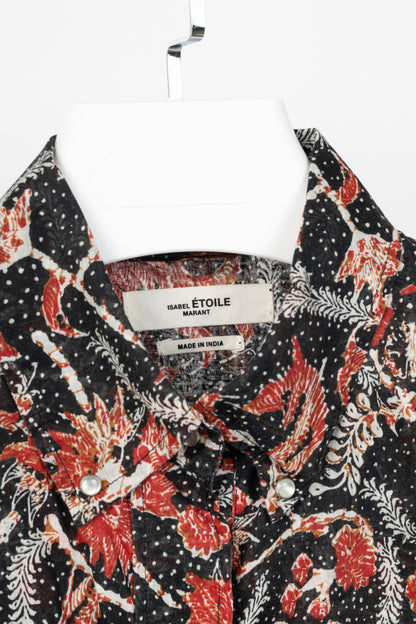 Isabel Marant Etoile Eliane Black Dotted-Floral Cotton Voile Dress