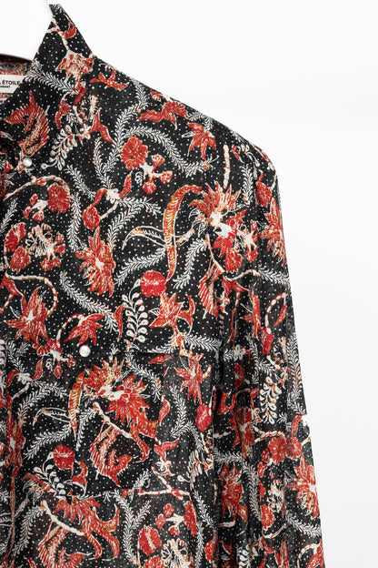 Isabel Marant Etoile Eliane Black Dotted-Floral Cotton Voile Dress