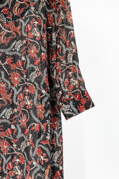 Isabel Marant Etoile Eliane Black Dotted-Floral Cotton Voile Dress