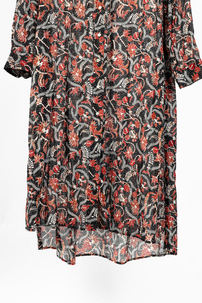 Isabel Marant Etoile Eliane Black Dotted-Floral Cotton Voile Dress
