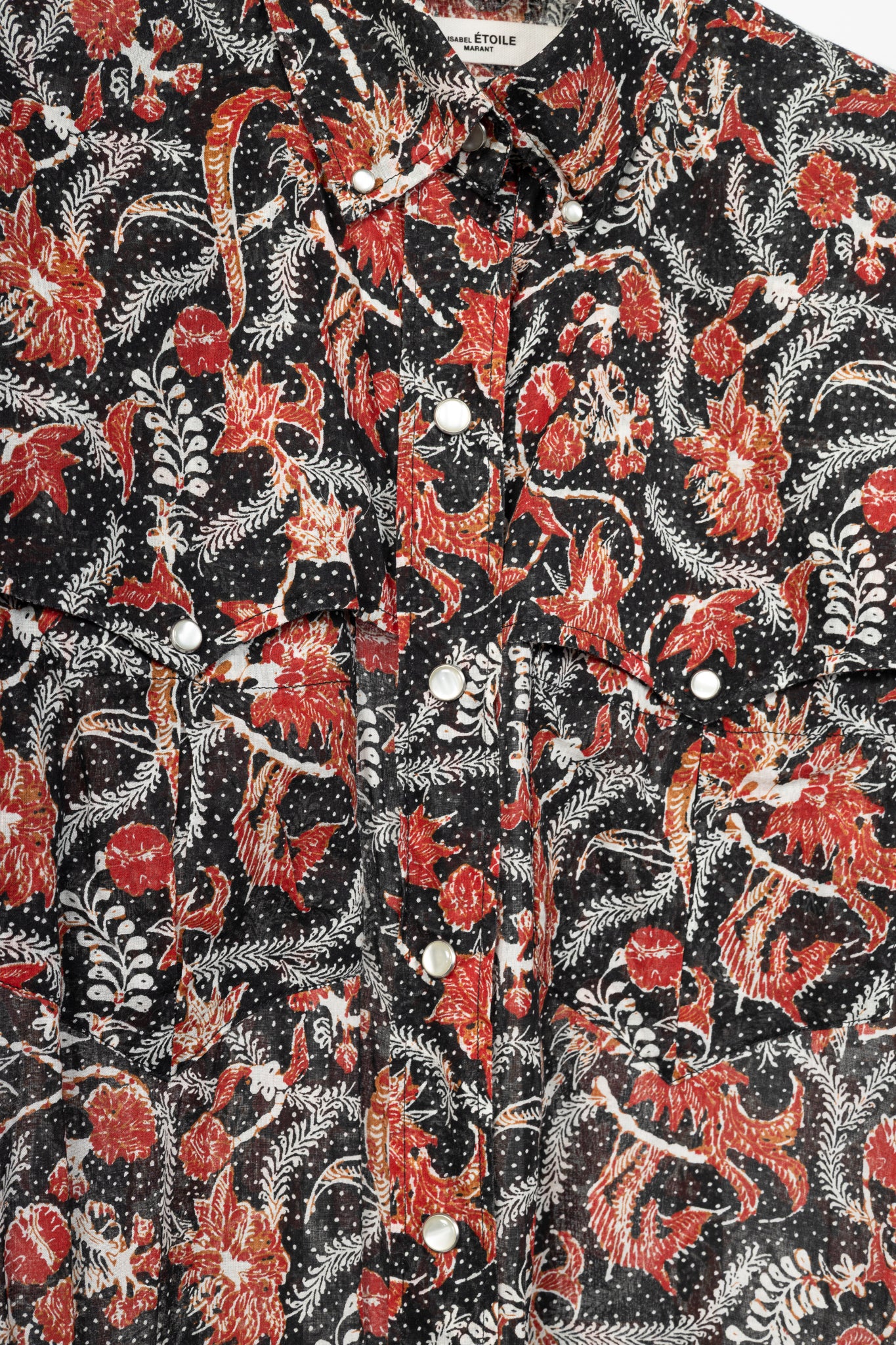 Isabel Marant Etoile Eliane Black Dotted-Floral Cotton Voile Dress