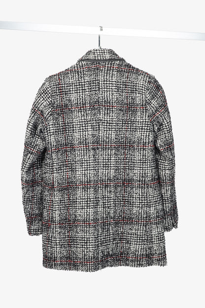 Isabel Marant Etoile Ice Black & Ecru Plaid Wool Tweed Blazer