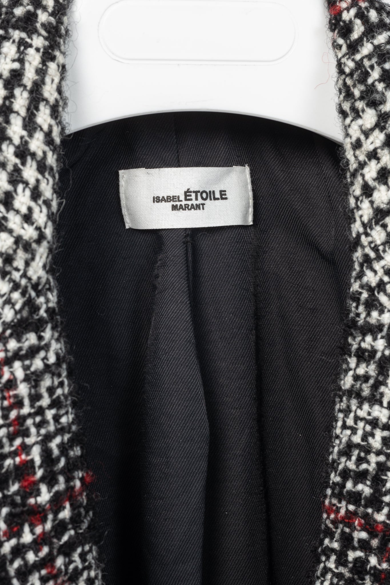 Isabel Marant Etoile Ice Black & Ecru Plaid Wool Tweed Blazer