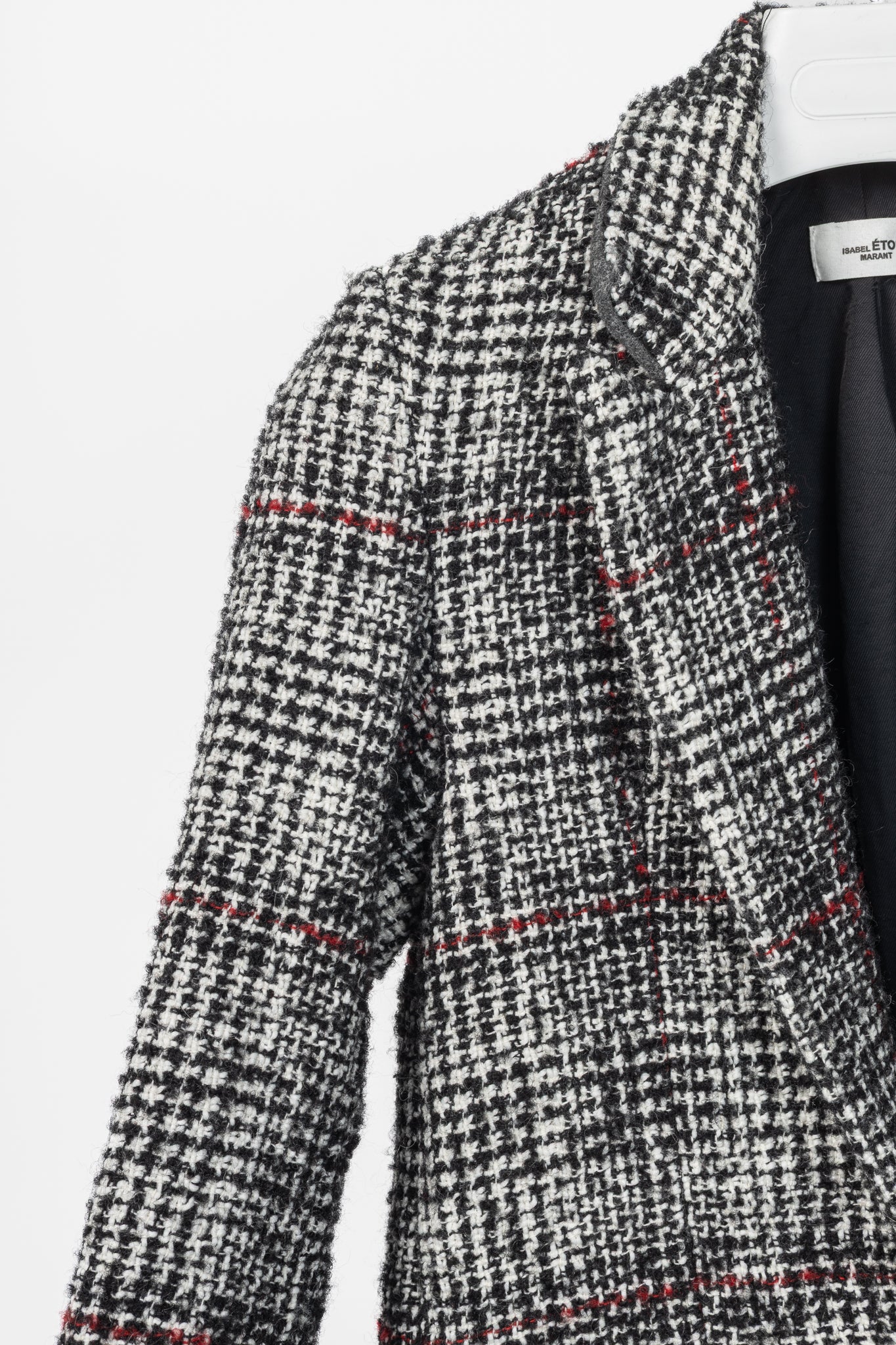 Isabel Marant Etoile Ice Black & Ecru Plaid Wool Tweed Blazer
