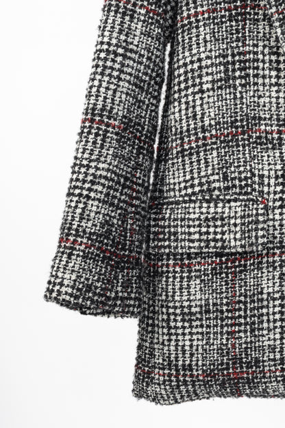 Isabel Marant Etoile Ice Black & Ecru Plaid Wool Tweed Blazer