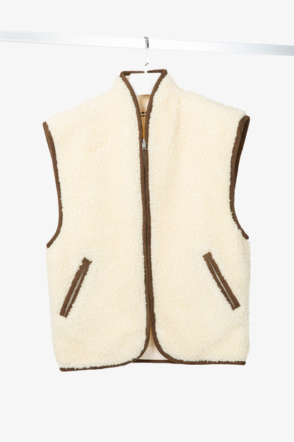 Isabel Marant Etoile Maximilia Ecru Faux-Shearling "Cardigan" Vest