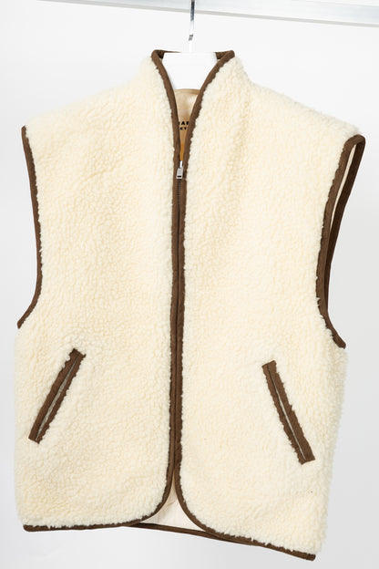 Isabel Marant Etoile Maximilia Ecru Faux-Shearling "Cardigan" Vest