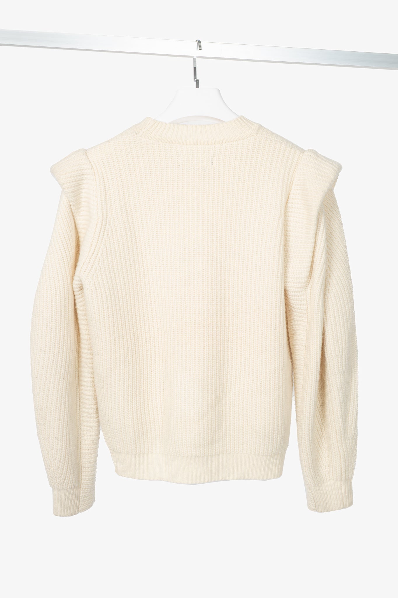 Isabel Marant Bolton Ecru Ribbed Cashmere & Wool Extended-Shoulder Sweater