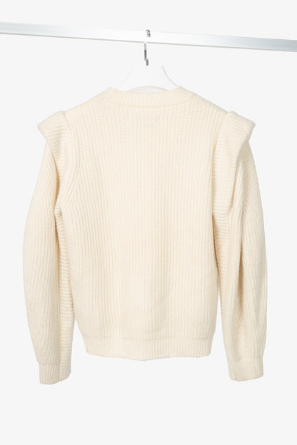 Isabel Marant Bolton Ecru Ribbed Cashmere & Wool Extended-Shoulder Sweater