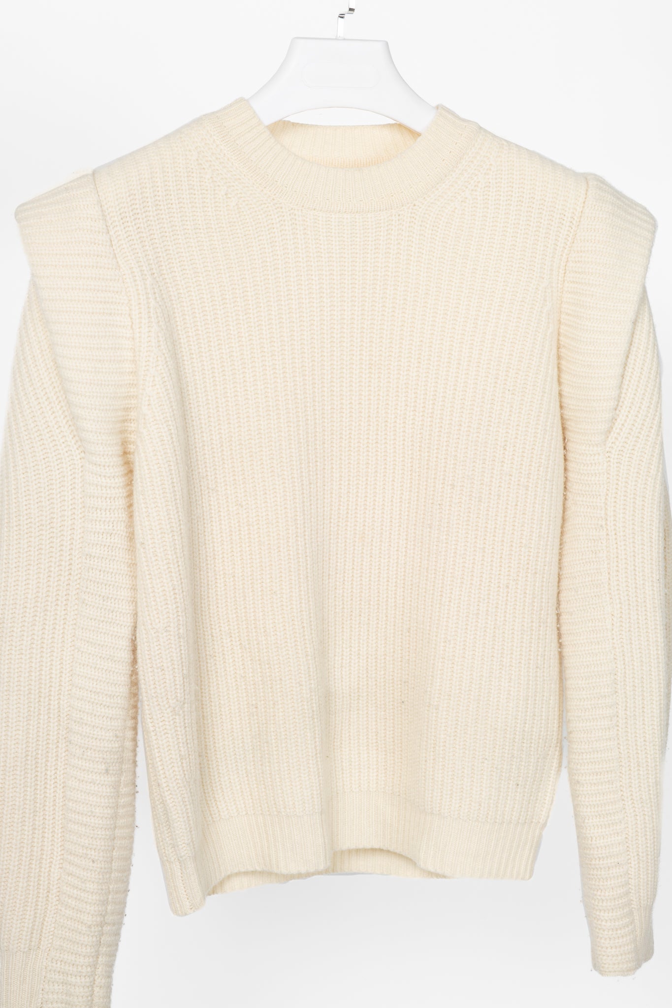 Isabel Marant Bolton Ecru Ribbed Cashmere & Wool Extended-Shoulder Sweater