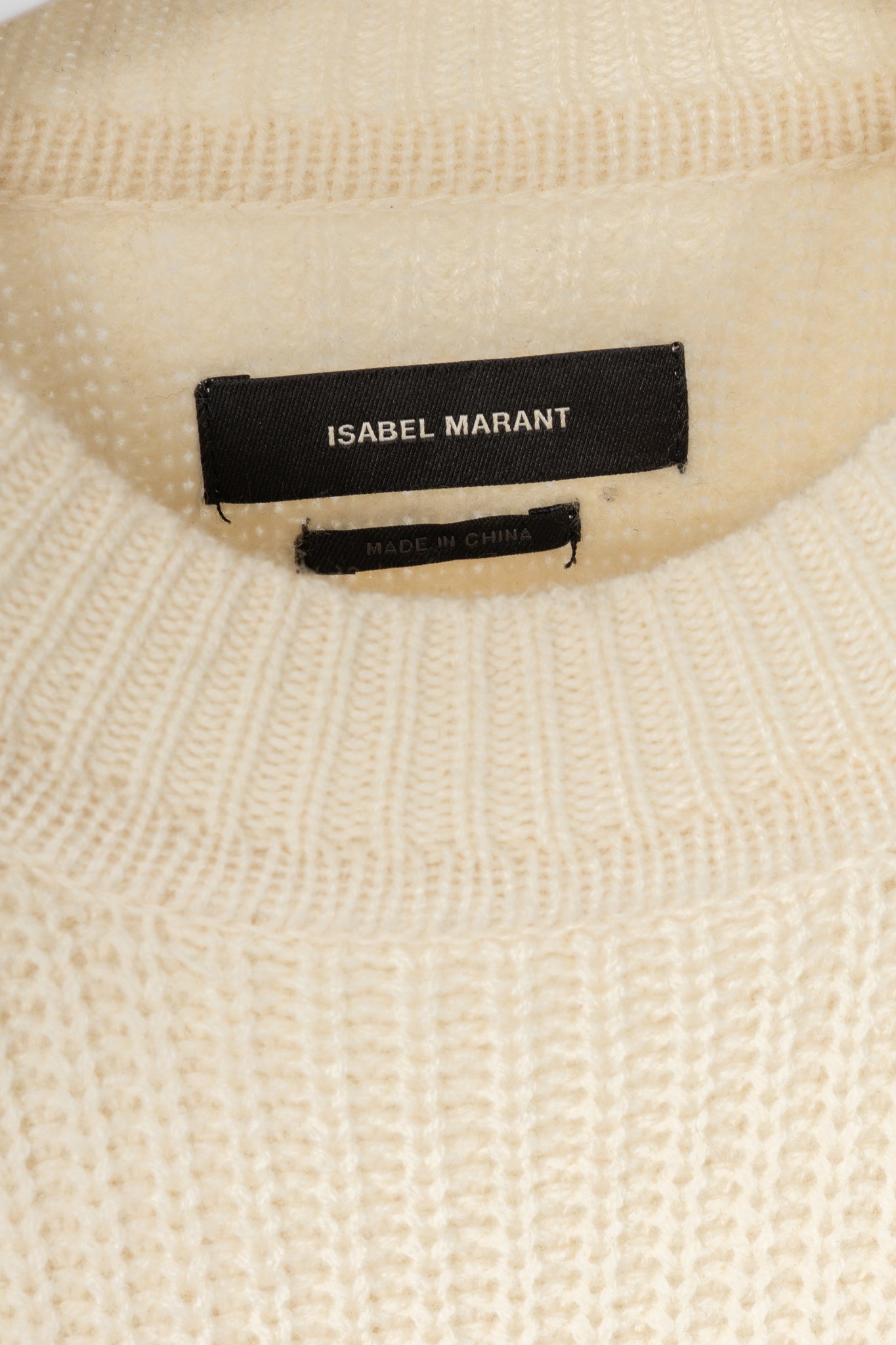 Isabel Marant Bolton Ecru Ribbed Cashmere & Wool Extended-Shoulder Sweater