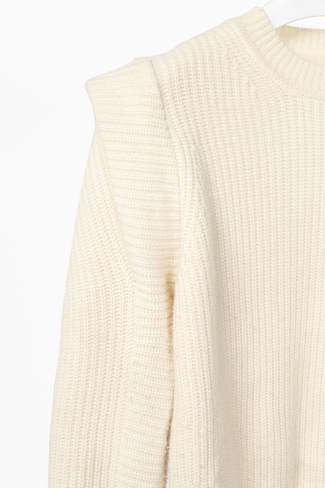 Isabel Marant Bolton Ecru Ribbed Cashmere & Wool Extended-Shoulder Sweater
