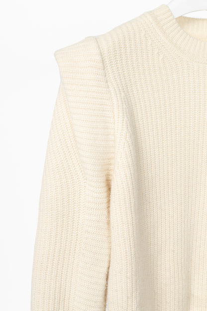 Isabel Marant Bolton Ecru Ribbed Cashmere & Wool Extended-Shoulder Sweater