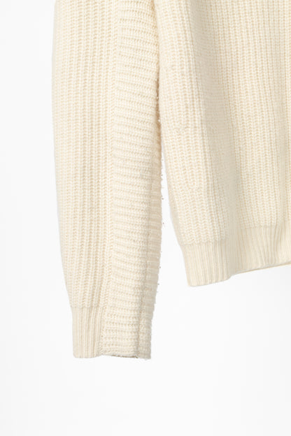 Isabel Marant Bolton Ecru Ribbed Cashmere & Wool Extended-Shoulder Sweater