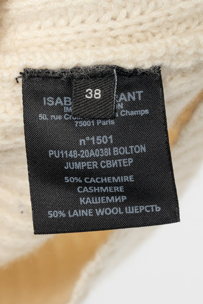Isabel Marant Bolton Ecru Ribbed Cashmere & Wool Extended-Shoulder Sweater