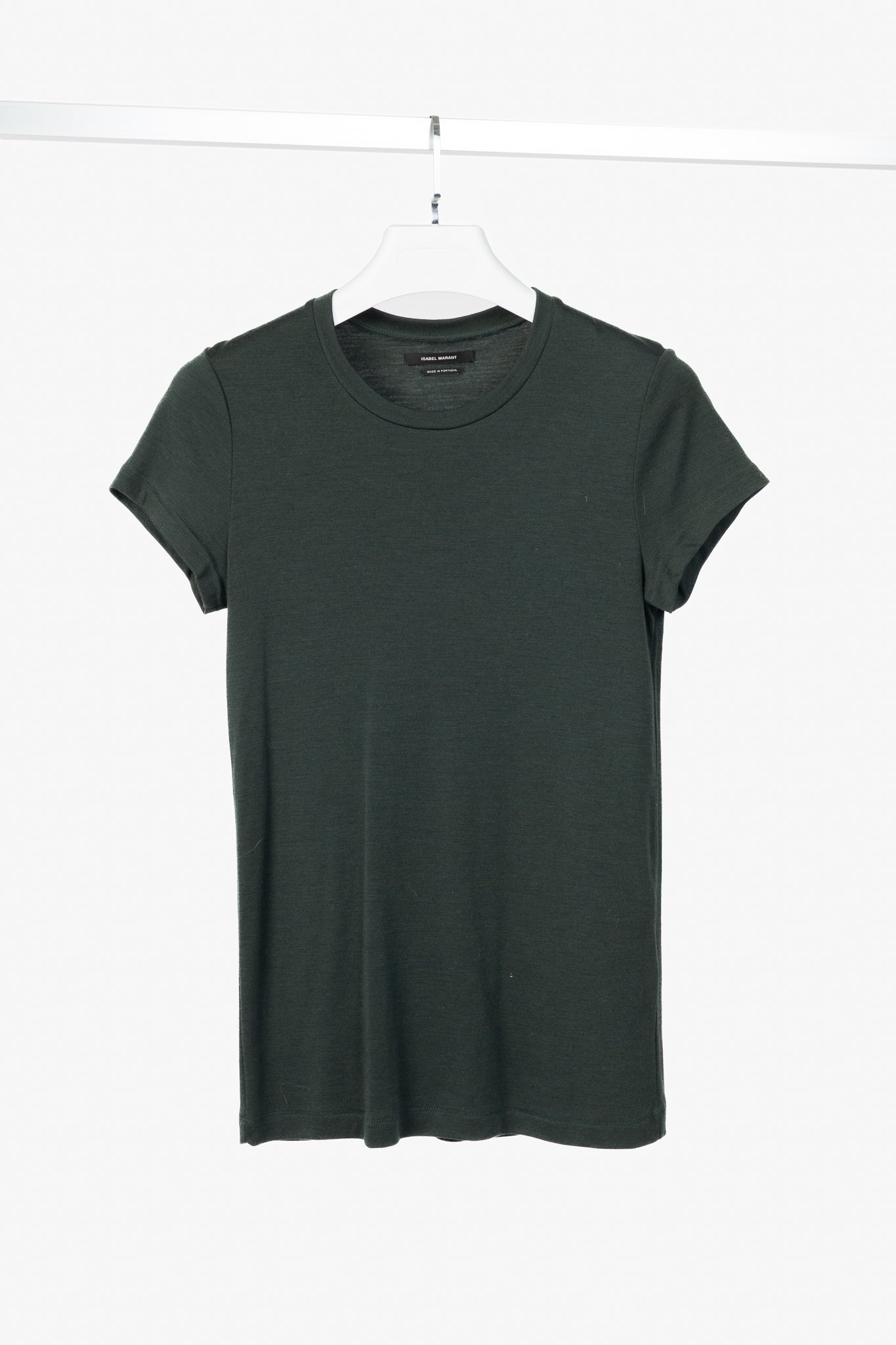 Isabel Marant Green Wool-Jersey Short-Sleeve Tee