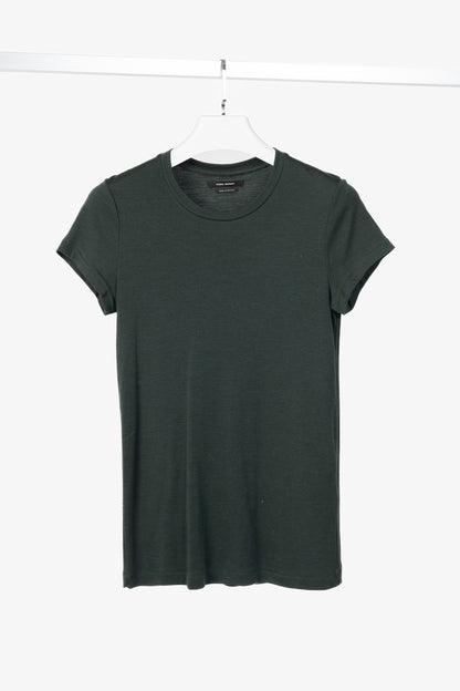 Isabel Marant Green Wool-Jersey Short-Sleeve Tee