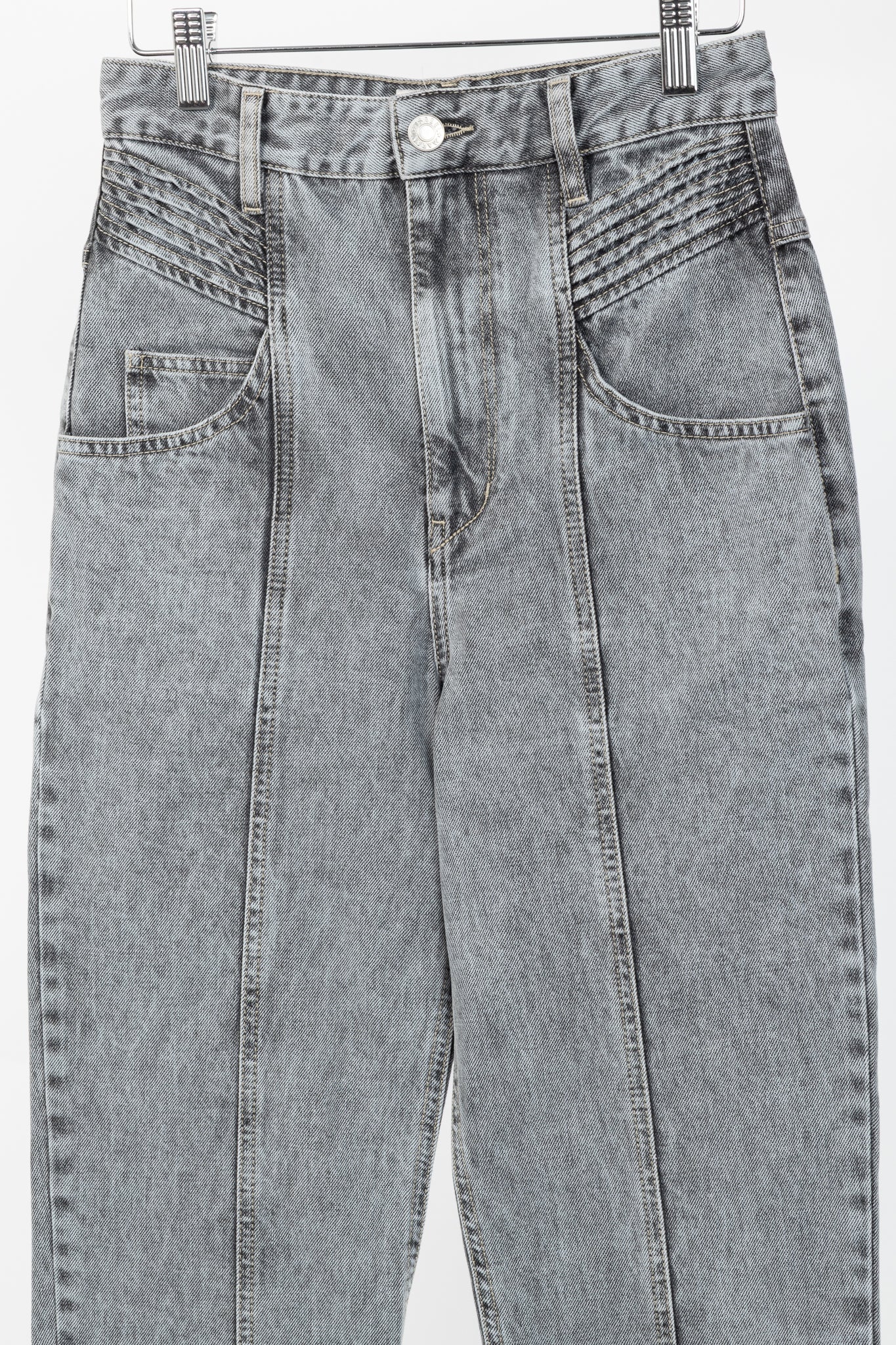 Isabel Marant Etoile Henoya Grey Acid-Wash High-Rise Slim-Leg Jeans