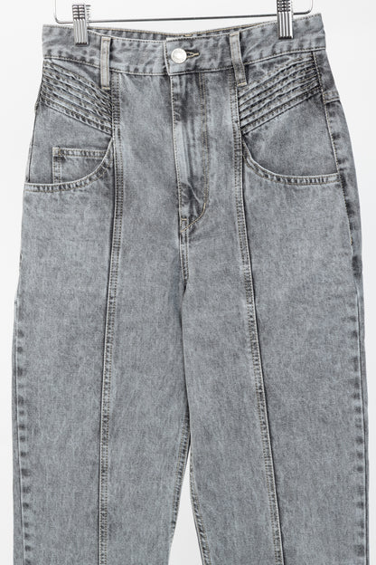 Isabel Marant Etoile Henoya Grey Acid-Wash High-Rise Slim-Leg Jeans