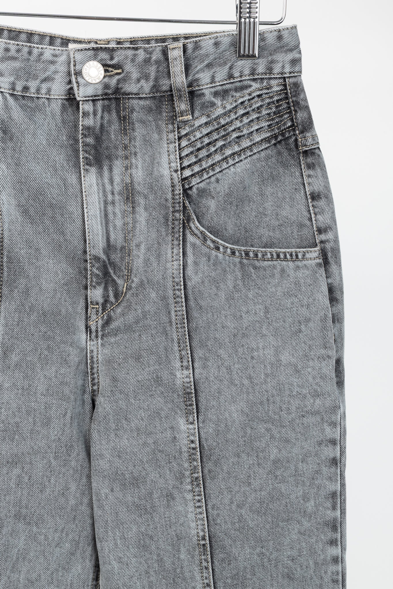 Isabel Marant Etoile Henoya Grey Acid-Wash High-Rise Slim-Leg Jeans