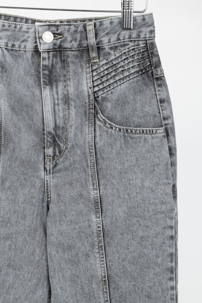 Isabel Marant Etoile Henoya Grey Acid-Wash High-Rise Slim-Leg Jeans