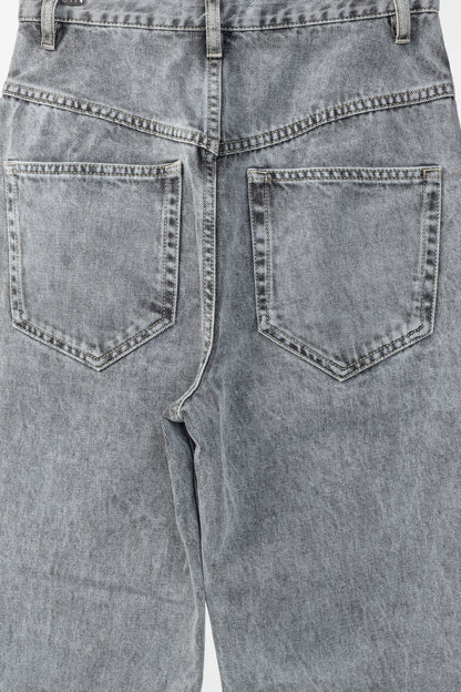 Isabel Marant Etoile Henoya Grey Acid-Wash High-Rise Slim-Leg Jeans